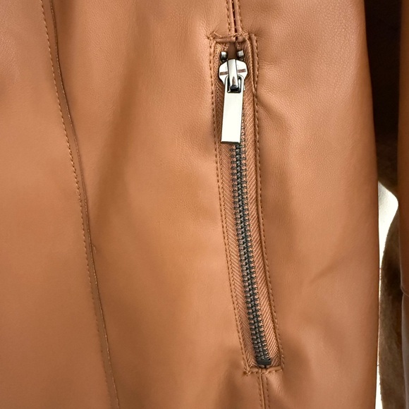 Escalier Women's Faux Leather Jacket - Light Brown - Picture 6 of 7